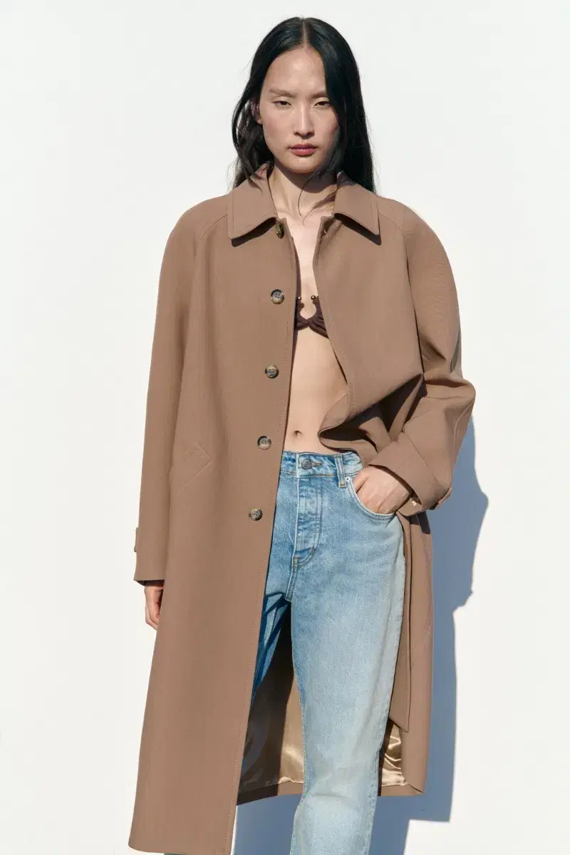 (새상품) 자라  zara 핑크 베이지 간절기 코트